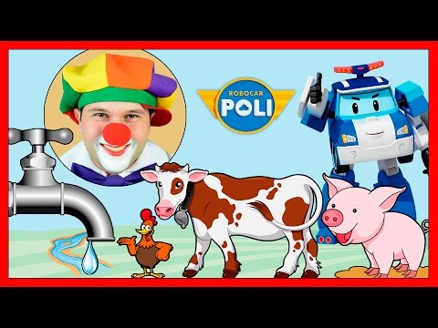 Robocar Poli & Funny Clowns on Farm | Poli Helli Roy & Amber rescue farm animals | Video for Kids