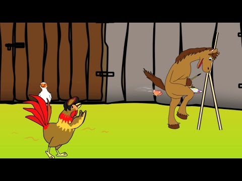 FARM funny animals – helmet and fart rooster butterfly horse